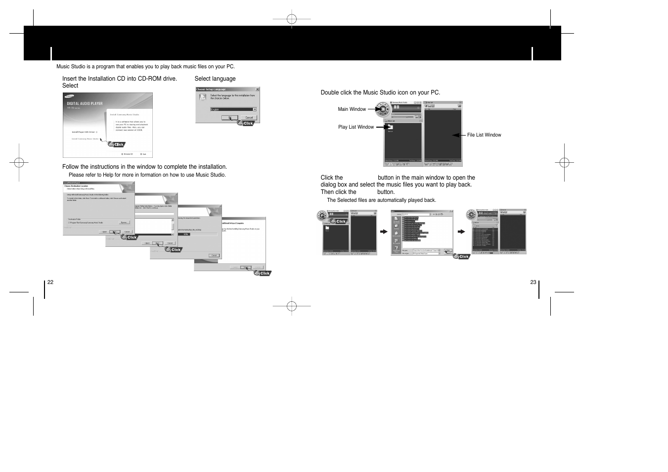 Using music studio installing music studio | Samsung YP-T6X-XAP User Manual | Page 12 / 29