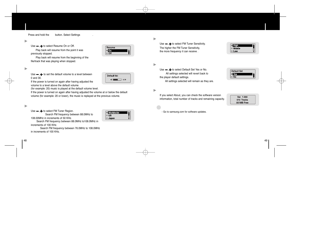Setting the system, Record settings, Time settings | Samsung YP-T6X-XAP User Manual | Page 25 / 29