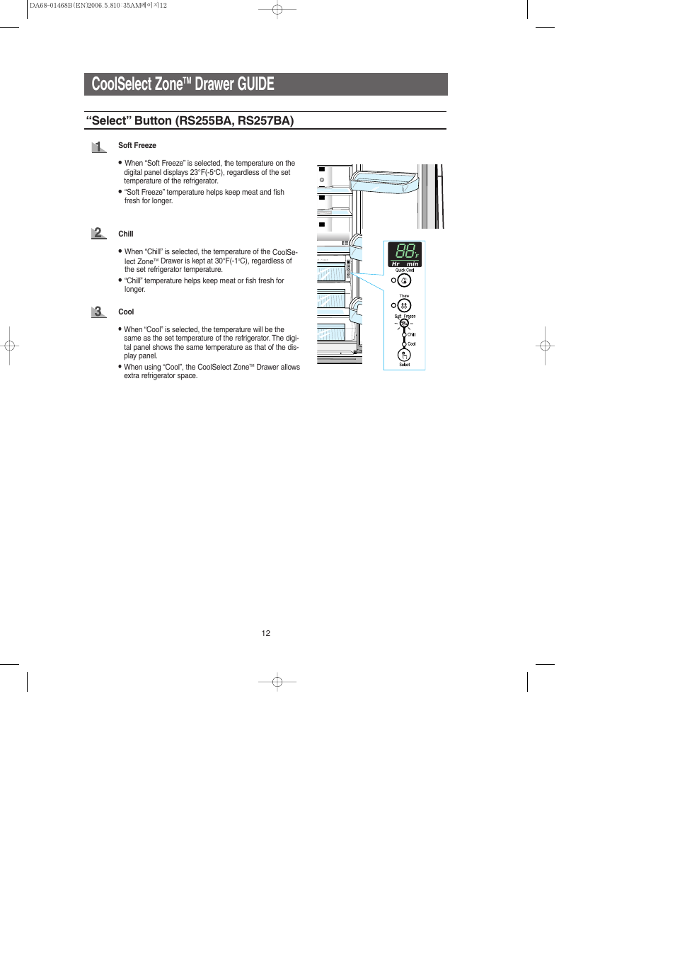 Coolselect zone, Drawer guide | Samsung RS257BARB-XAC User Manual | Page 12 / 32