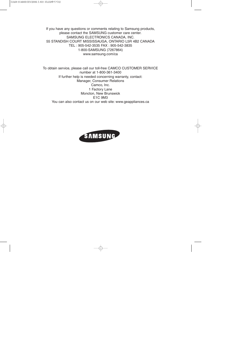Samsung RS257BARB-XAC User Manual | Page 32 / 32