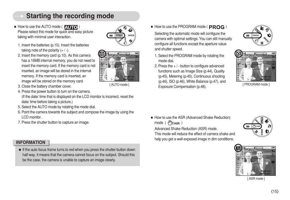 Starting the recording mode | Samsung S750 User Manual | Page 16 / 98