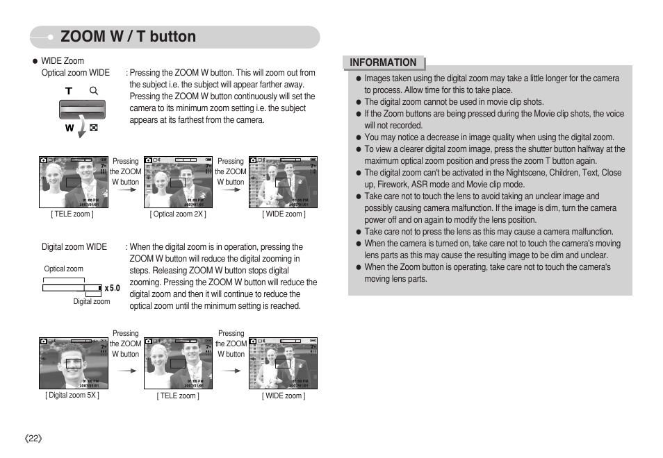 Zoom w / t button | Samsung S750 User Manual | Page 23 / 98