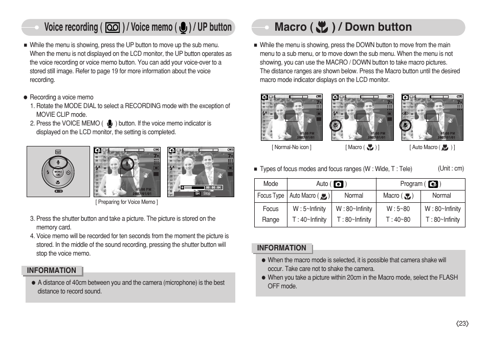 Macro ( ) / down button | Samsung S750 User Manual | Page 24 / 98