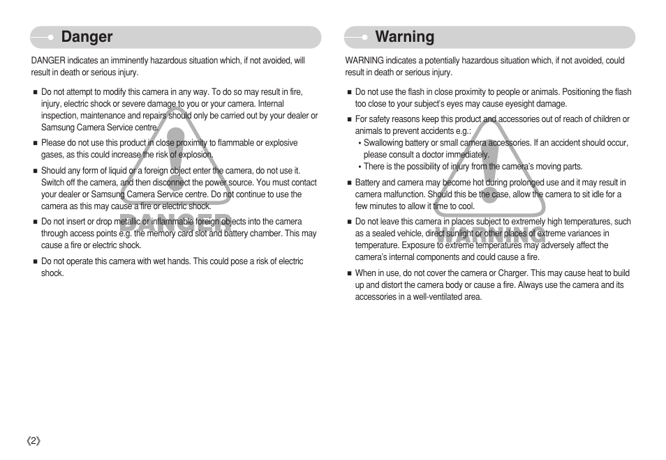 Danger warning | Samsung S750 User Manual | Page 3 / 98