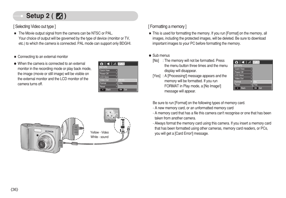 Setup 2 ( ), Selecting video out type | Samsung S750 User Manual | Page 37 / 98