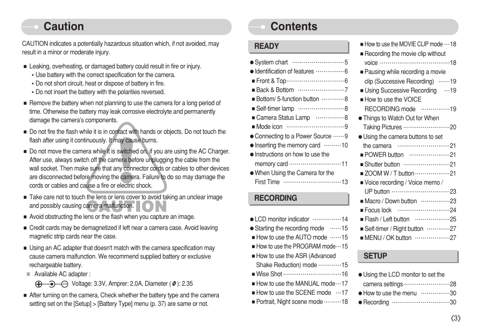 Caution contents | Samsung S750 User Manual | Page 4 / 98