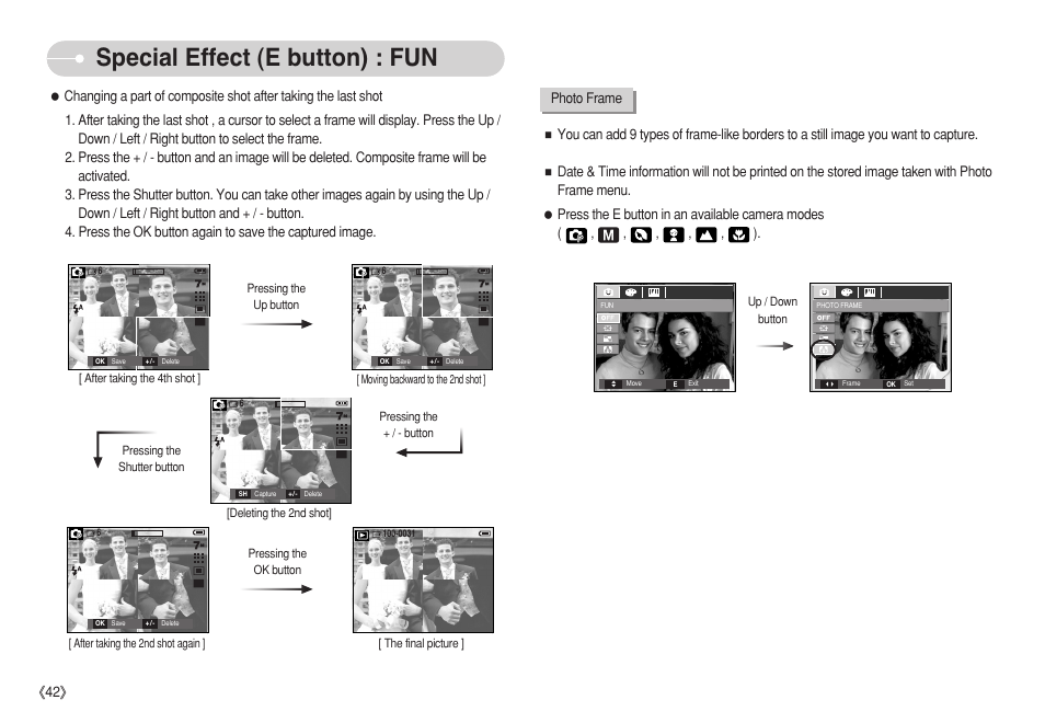 Special effect (e button) : fun | Samsung S750 User Manual | Page 43 / 98