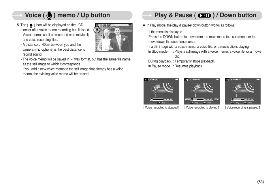 Play & pause ( ) / down button | Samsung S750 User Manual | Page 54 / 98