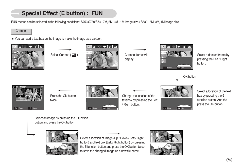 Special effect (e button) : fun, Ś59ś | Samsung S750 User Manual | Page 60 / 98