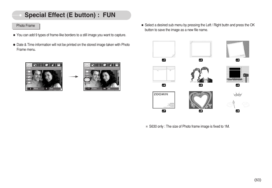 Special effect (e button) : fun, Ś63ś | Samsung S750 User Manual | Page 64 / 98