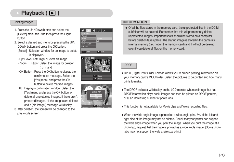 Playback ( ), Information | Samsung S750 User Manual | Page 72 / 98