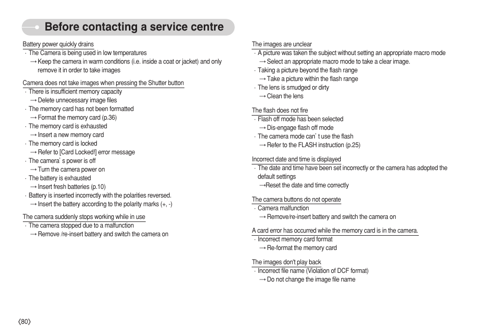 Before contacting a service centre | Samsung S750 User Manual | Page 81 / 98