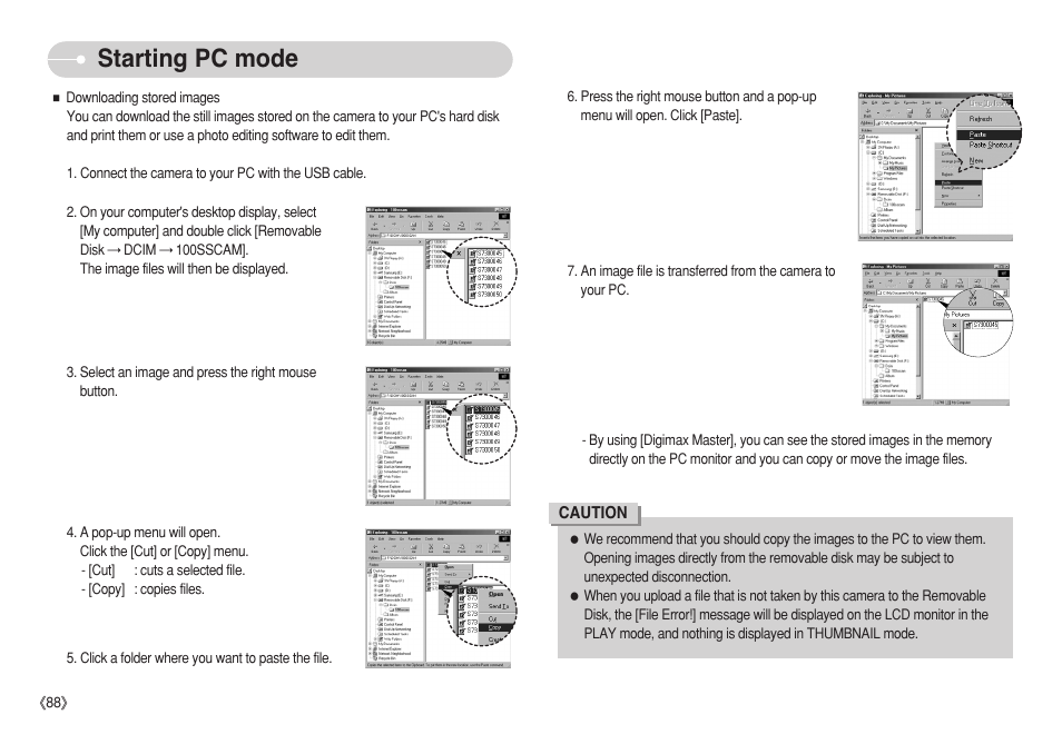 Starting pc mode | Samsung S750 User Manual | Page 89 / 98