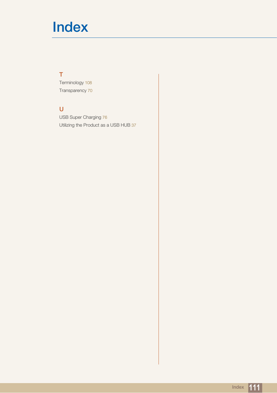 Index | Samsung LS27D85KTSR-ZA User Manual | Page 111 / 111