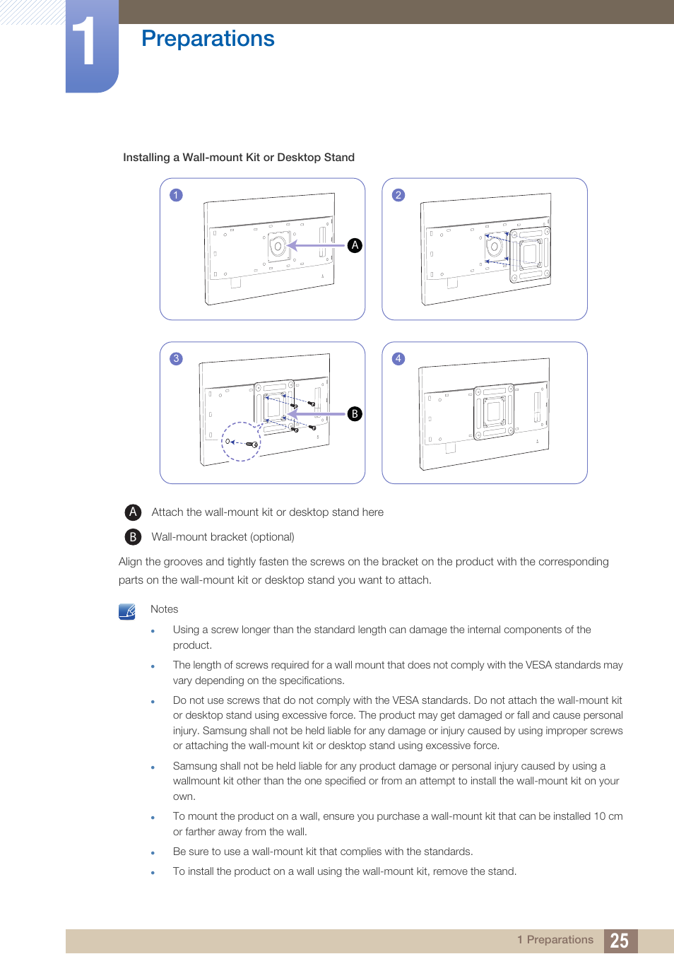 Preparations | Samsung LS27D85KTSR-ZA User Manual | Page 25 / 111