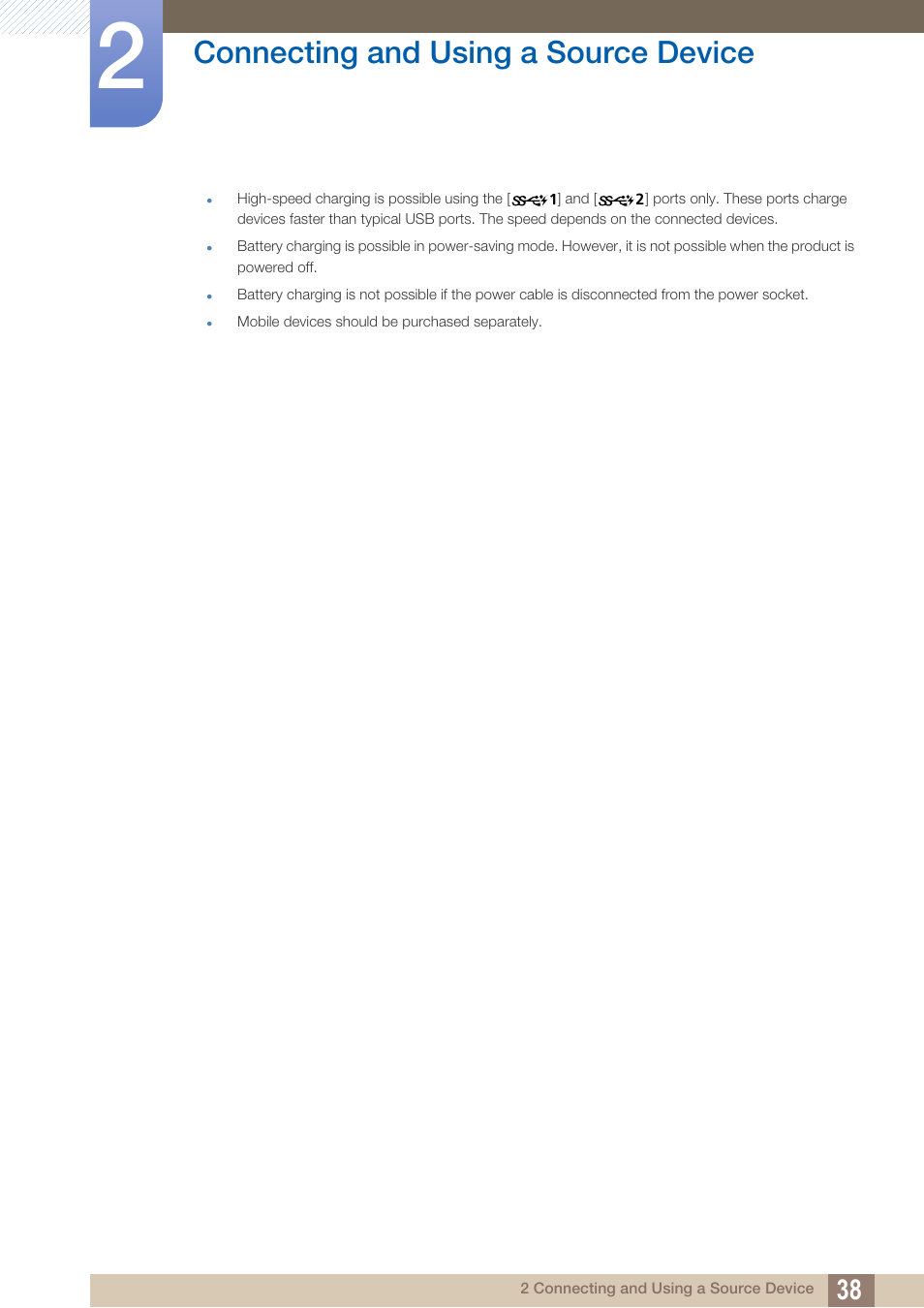 Connecting and using a source device | Samsung LS27D85KTSR-ZA User Manual | Page 38 / 111