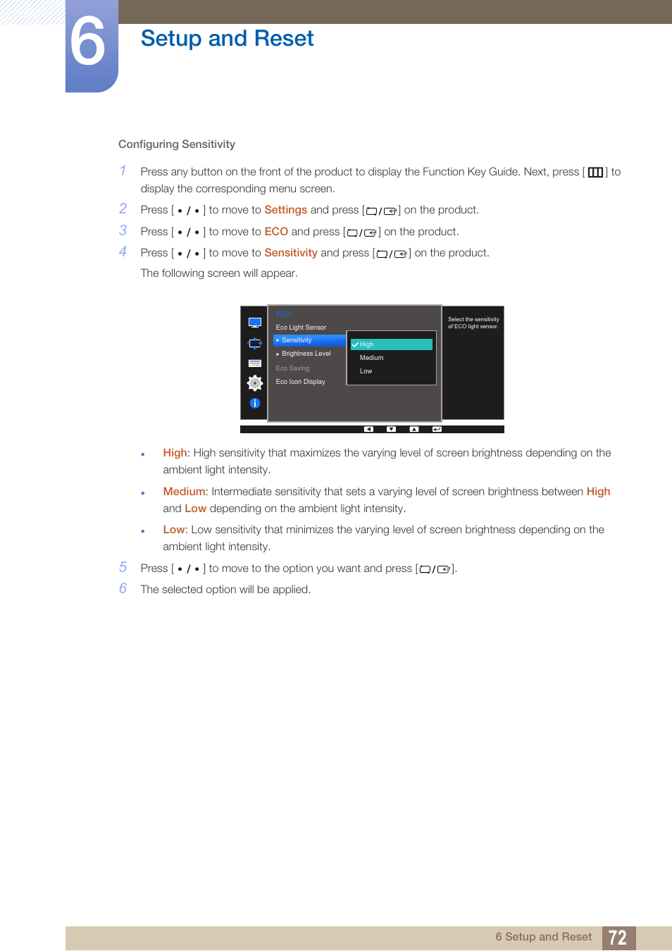 Setup and reset | Samsung LS27D85KTSR-ZA User Manual | Page 72 / 111