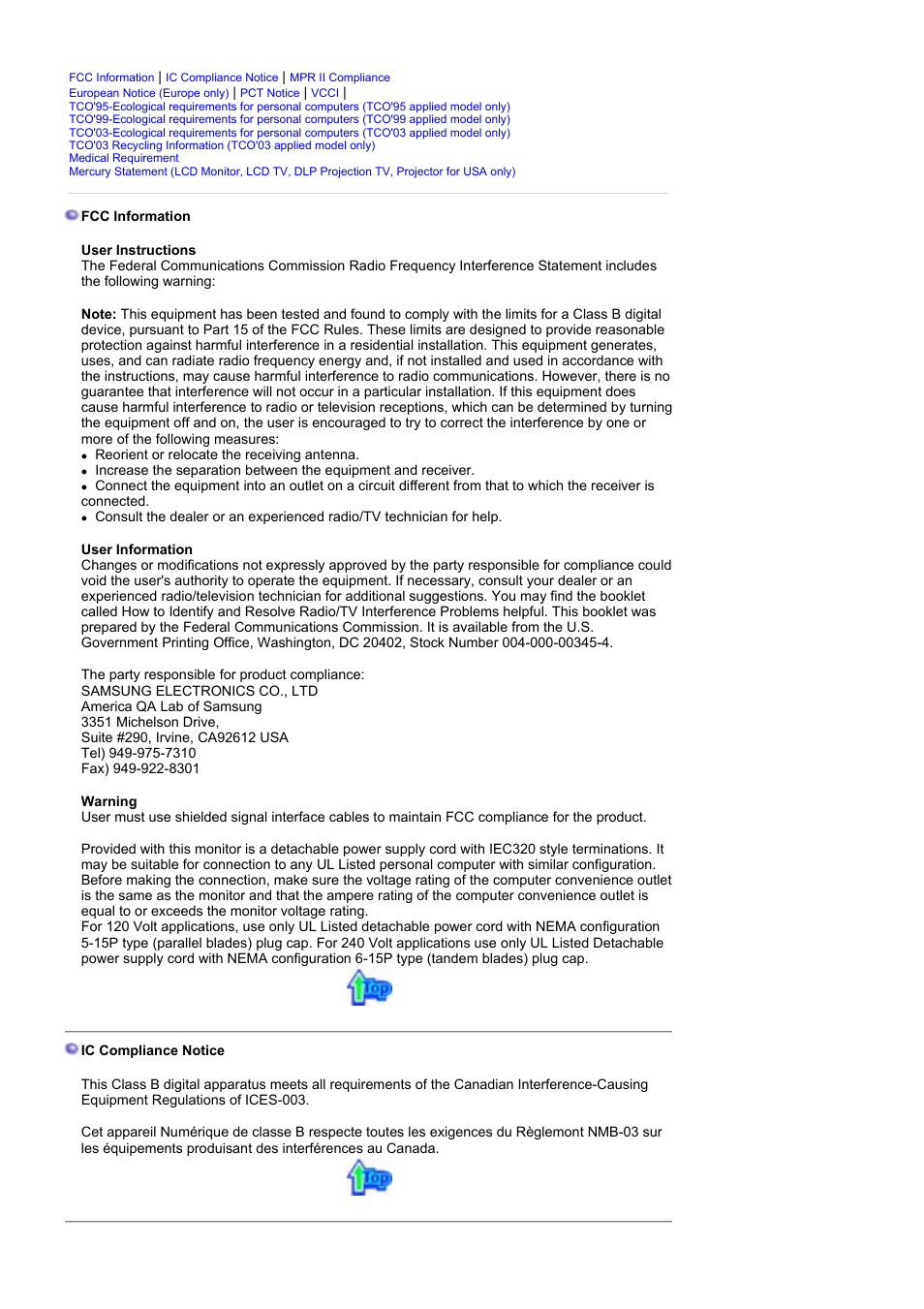 Regulatory | Samsung MJ17BSASV-XBG User Manual | Page 73 / 81