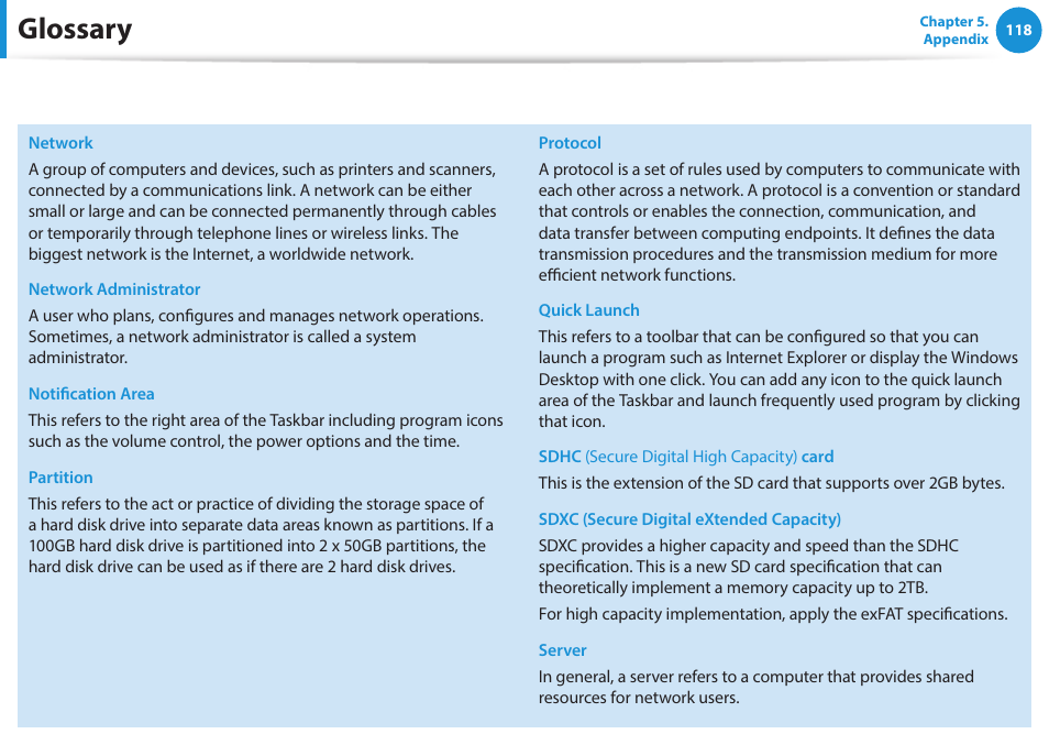 Glossary | Samsung NP470R5E-K02UB User Manual | Page 119 / 120