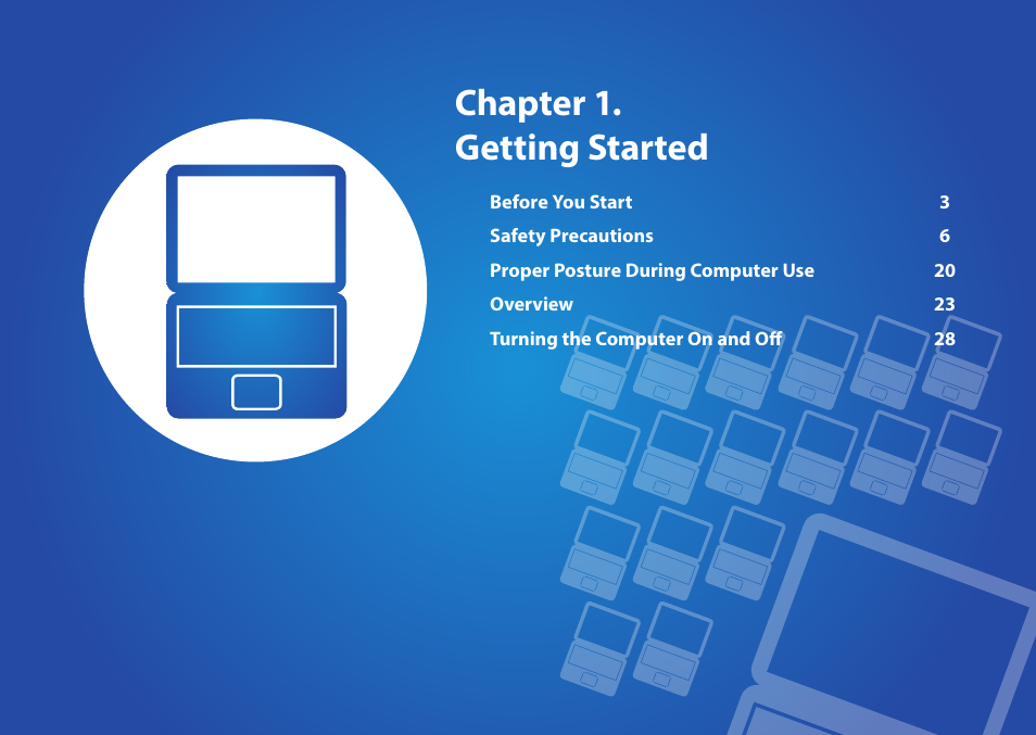 Chapter 1. getting started | Samsung NP470R5E-K02UB User Manual | Page 3 / 120