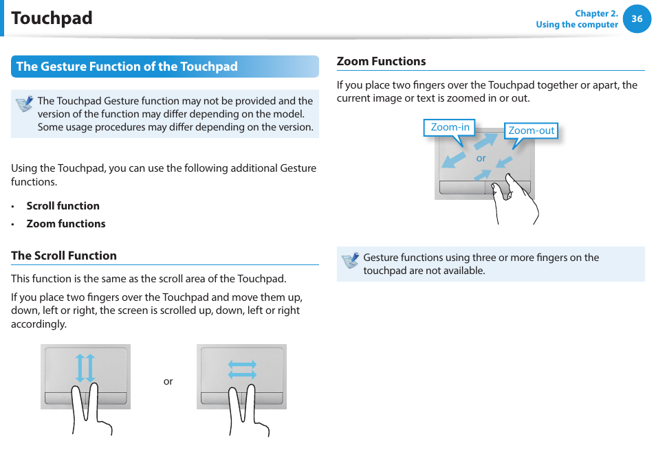Touchpad | Samsung NP470R5E-K02UB User Manual | Page 37 / 120