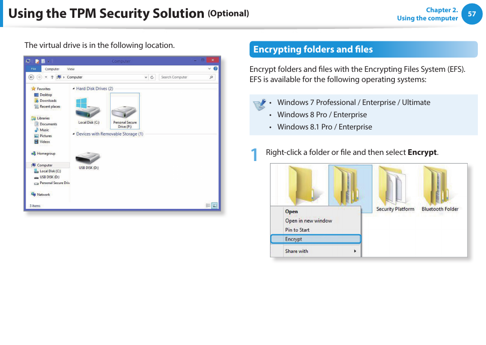 Using the tpm security solution | Samsung NP470R5E-K02UB User Manual | Page 58 / 120