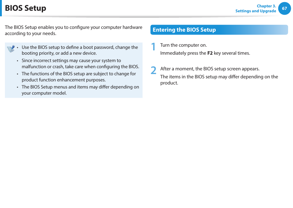 Bios setup | Samsung NP470R5E-K02UB User Manual | Page 68 / 120