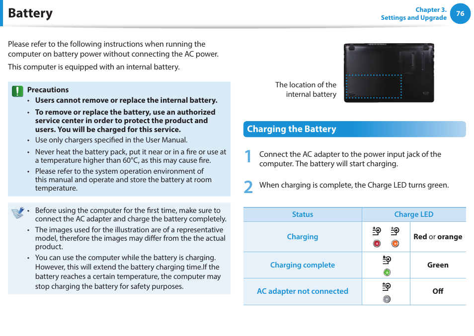 Battery | Samsung NP470R5E-K02UB User Manual | Page 77 / 120