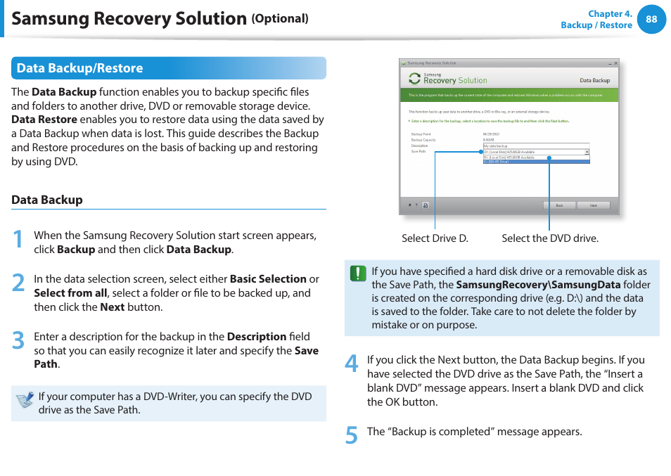 Samsung recovery solution | Samsung NP470R5E-K02UB User Manual | Page 89 / 120