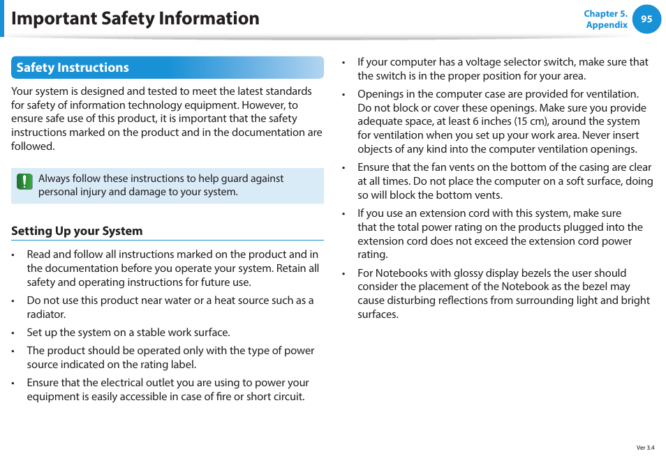 Important safety information | Samsung NP470R5E-K02UB User Manual | Page 96 / 120
