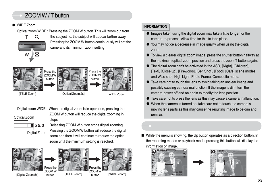 Zoom w / t button, Info ( ) button | Samsung L74 User Manual | Page 24 / 98