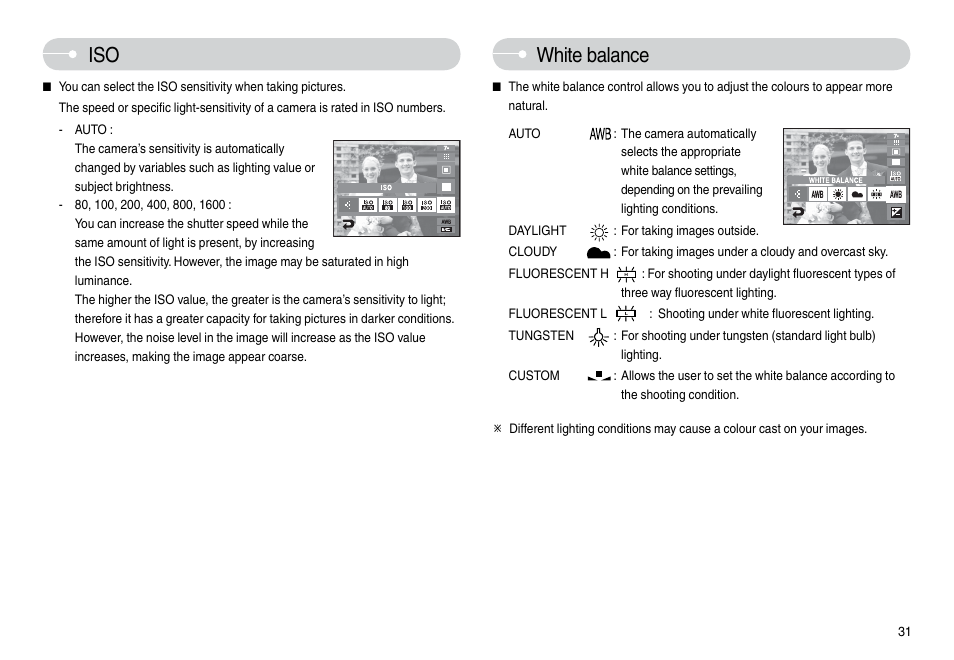 White balance | Samsung L74 User Manual | Page 32 / 98