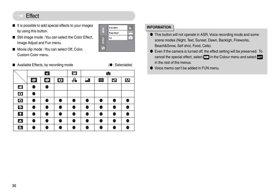Effect | Samsung L74 User Manual | Page 37 / 98