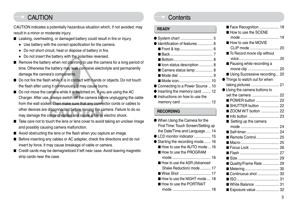 Caution contents | Samsung L74 User Manual | Page 4 / 98