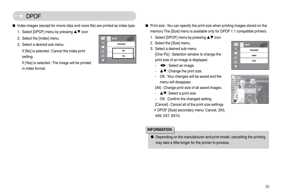 Dpof | Samsung L74 User Manual | Page 56 / 98