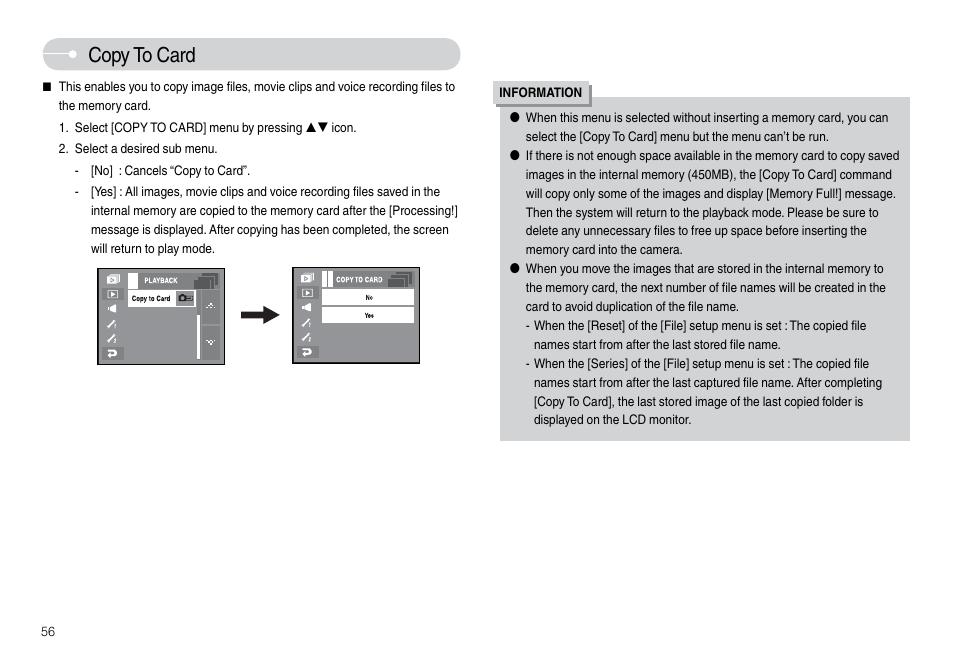 Copy to card | Samsung L74 User Manual | Page 57 / 98