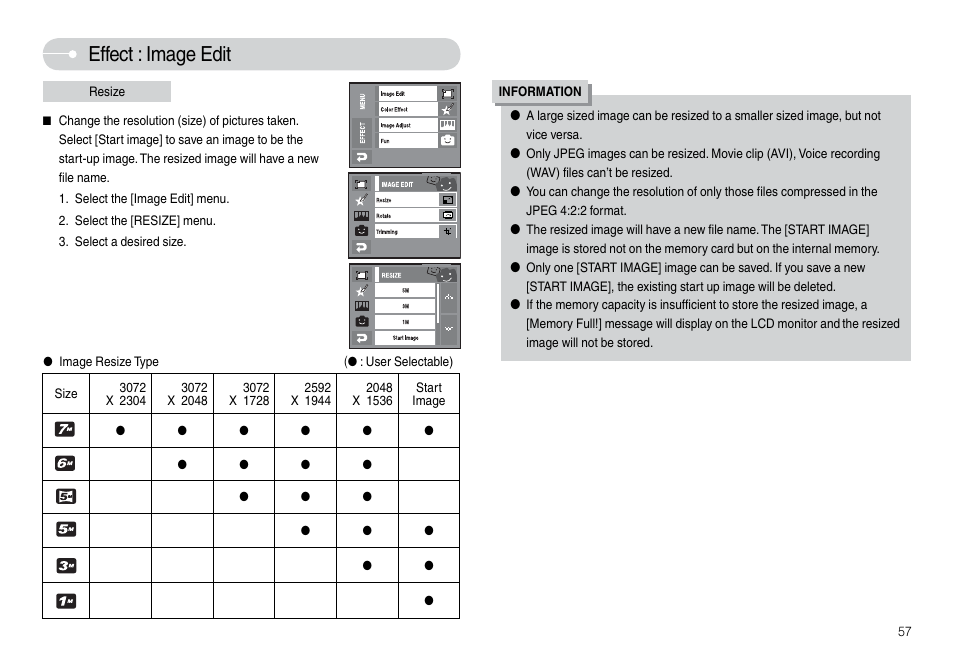 Effect : image edit | Samsung L74 User Manual | Page 58 / 98