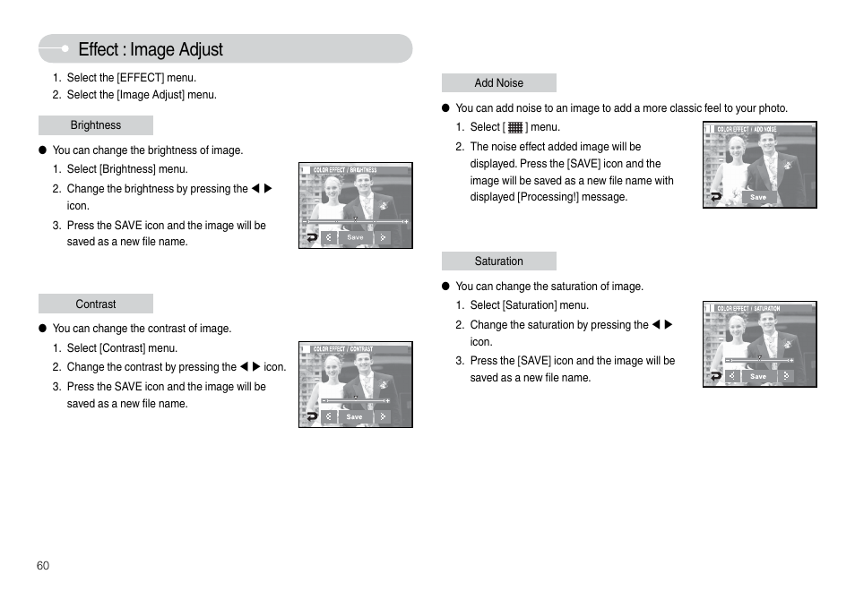 Effect : image adjust | Samsung L74 User Manual | Page 61 / 98