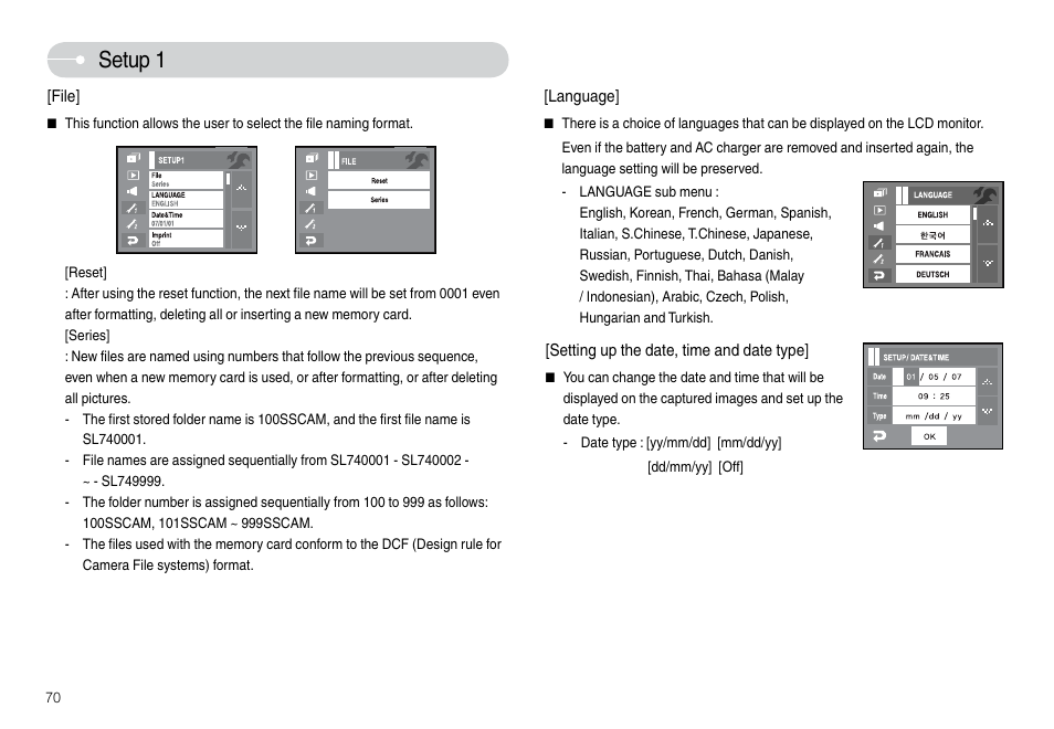 Setup 1 | Samsung L74 User Manual | Page 71 / 98