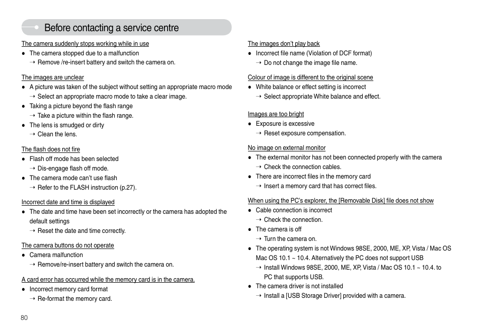 Before contacting a service centre | Samsung L74 User Manual | Page 81 / 98