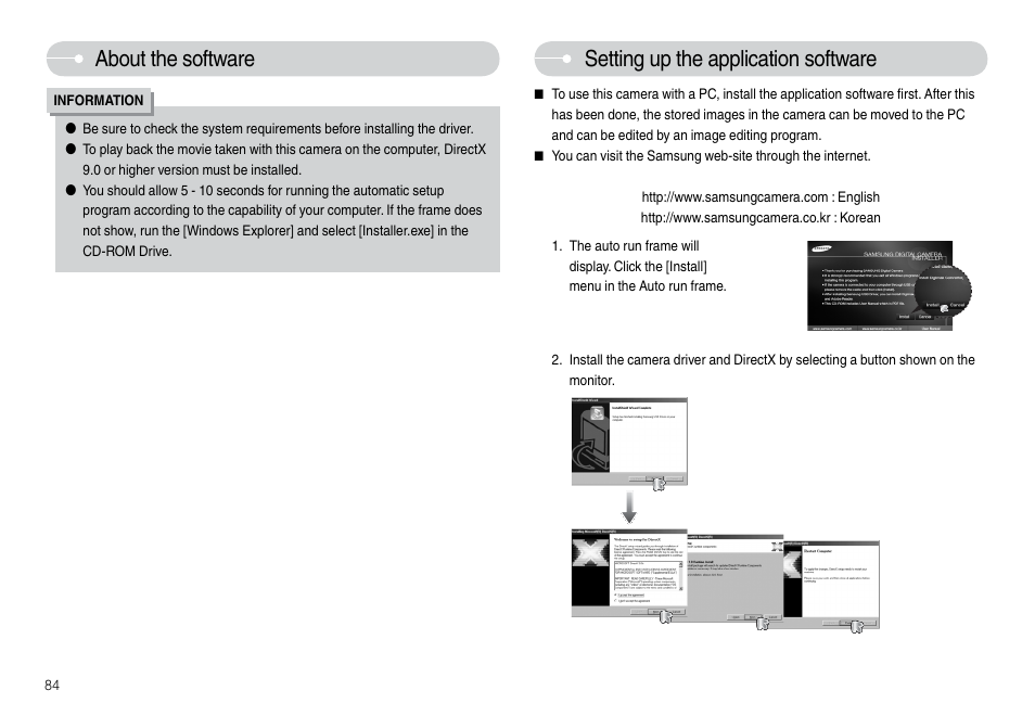About the software, Setting up the application software | Samsung L74 User Manual | Page 85 / 98