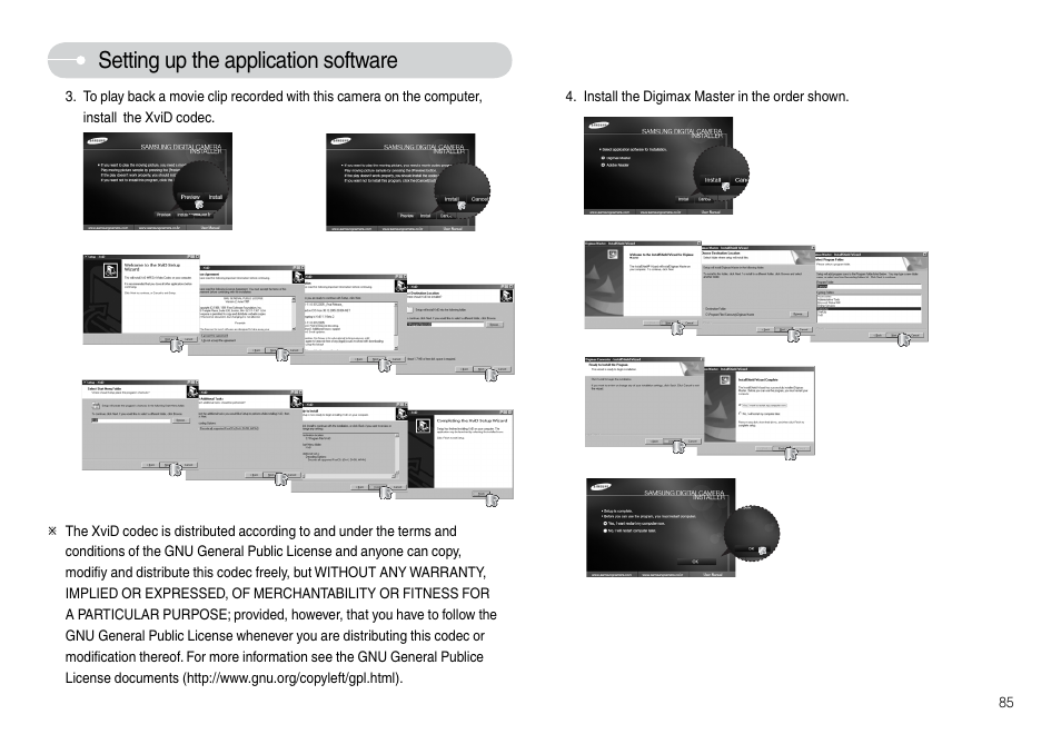 Setting up the application software | Samsung L74 User Manual | Page 86 / 98