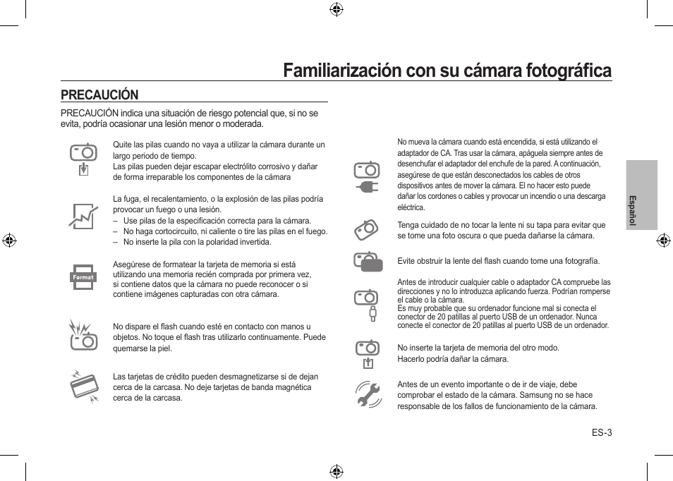 Familiarización con su cámara fotográﬁca, Precaución | Samsung i8 User Manual | Page 41 / 56