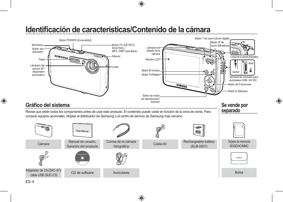 Gráﬁco del sistema, Se vende por separado | Samsung i8 User Manual | Page 42 / 56