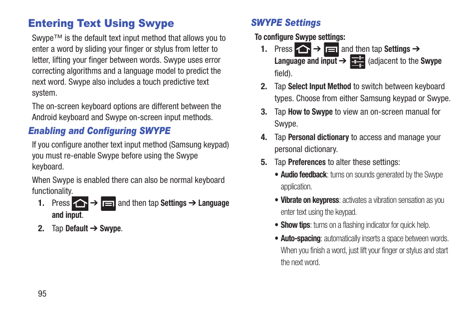 Entering text using swype | Samsung SGH-T879ZBBTMB User Manual | Page 100 / 369