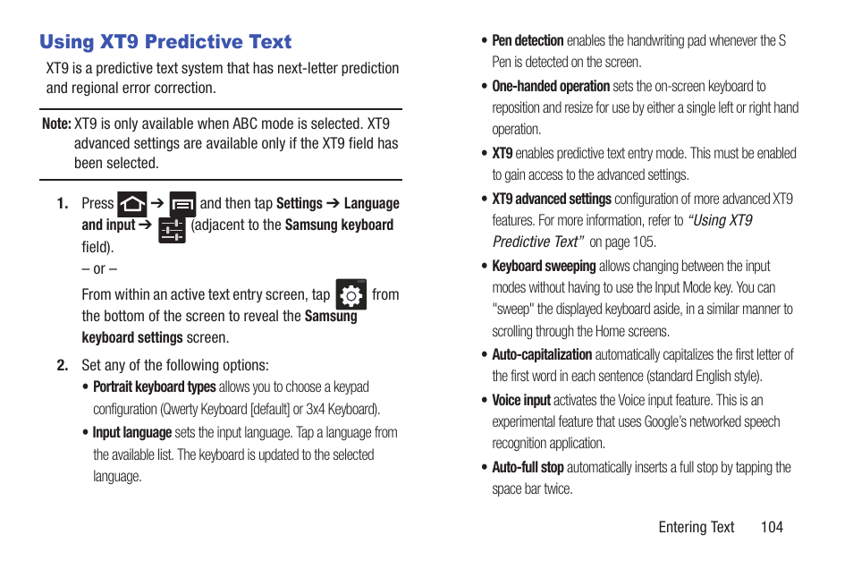 Using xt9 predictive text | Samsung SGH-T879ZBBTMB User Manual | Page 109 / 369