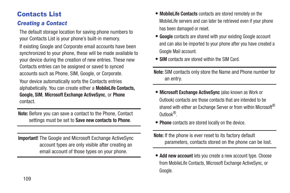 Contacts list | Samsung SGH-T879ZBBTMB User Manual | Page 114 / 369