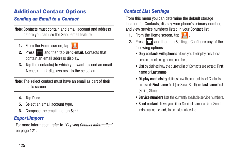 Additional contact options | Samsung SGH-T879ZBBTMB User Manual | Page 130 / 369