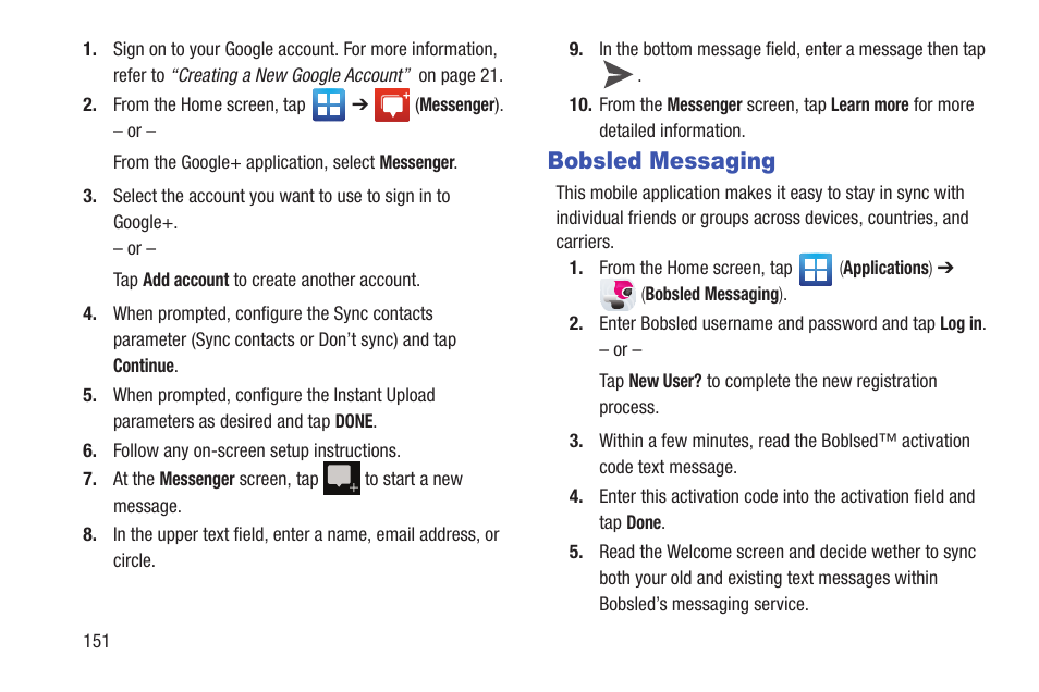 Bobsled messaging | Samsung SGH-T879ZBBTMB User Manual | Page 156 / 369