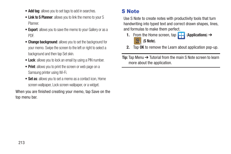 S note | Samsung SGH-T879ZBBTMB User Manual | Page 218 / 369
